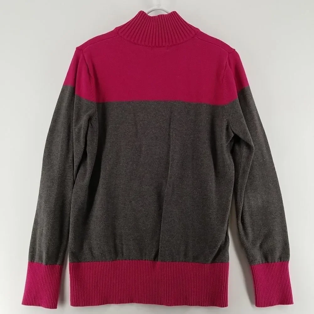 Eddie Bauer Sweater Women's Large Long Sleeve 1/2 Front Button Up Purple Grey - Picture 5 of 8